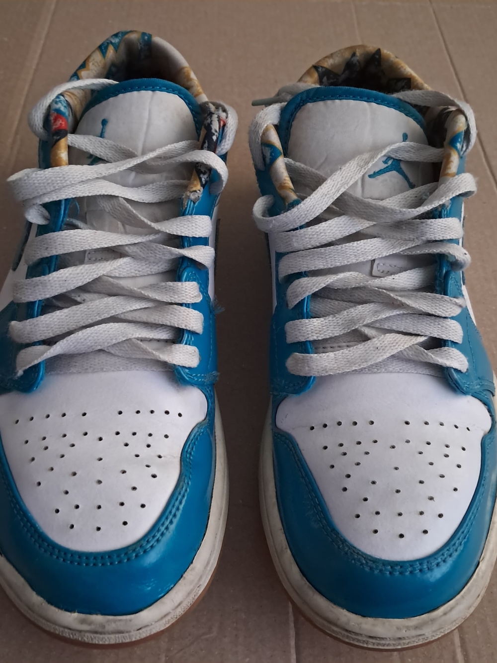 Air Jordan Low-Top Sneakers in White and Teal